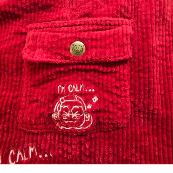 Disney Turning Red Panda Womens 3XL Corduroy Mini Skirt Embroidery Snap Front - Picture 7 of 12